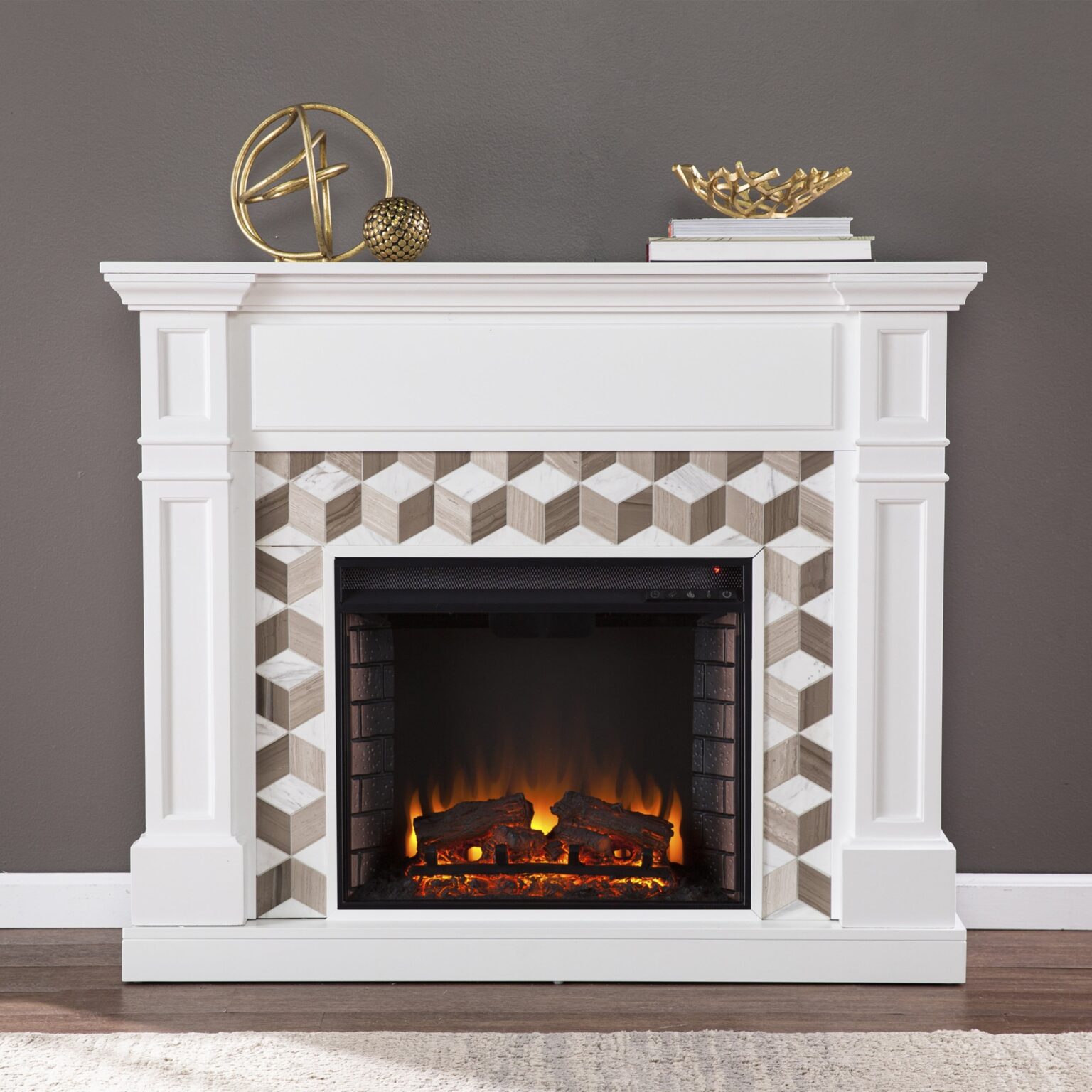 splendid darvionne electric fireplace w/ marble surround walmart walmart fireplace mantel surround kit image