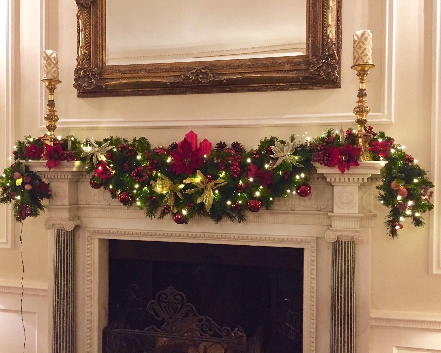 splendid mantle piece fireplace garland christmas | christmas garland, fireplace fireplace garlands with lights image