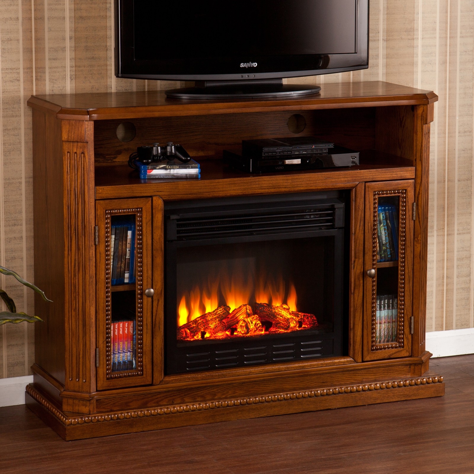splendid southern enterprises atkinson rich brown oak electric fireplace media big lots electric fireplace tv stand image
