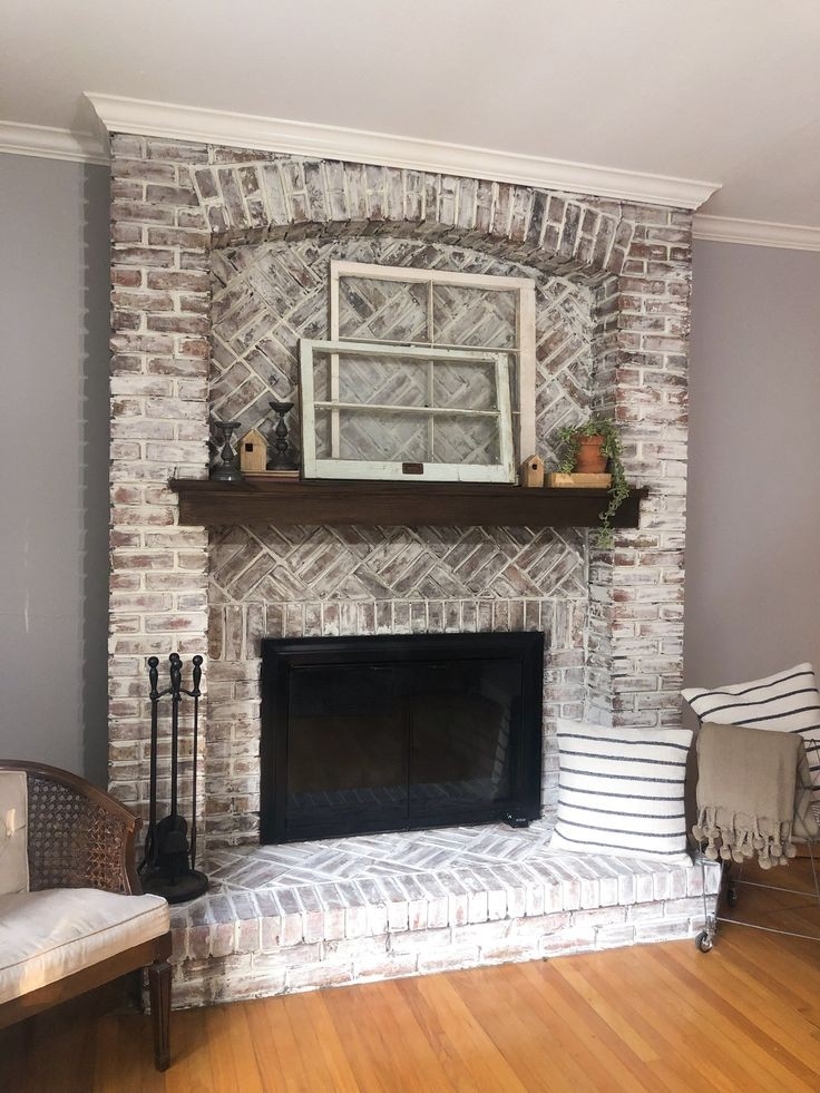 splendid updating a brick fireplace in 2020 | brick fireplace makeover, brick painted brick fireplace remodel picture