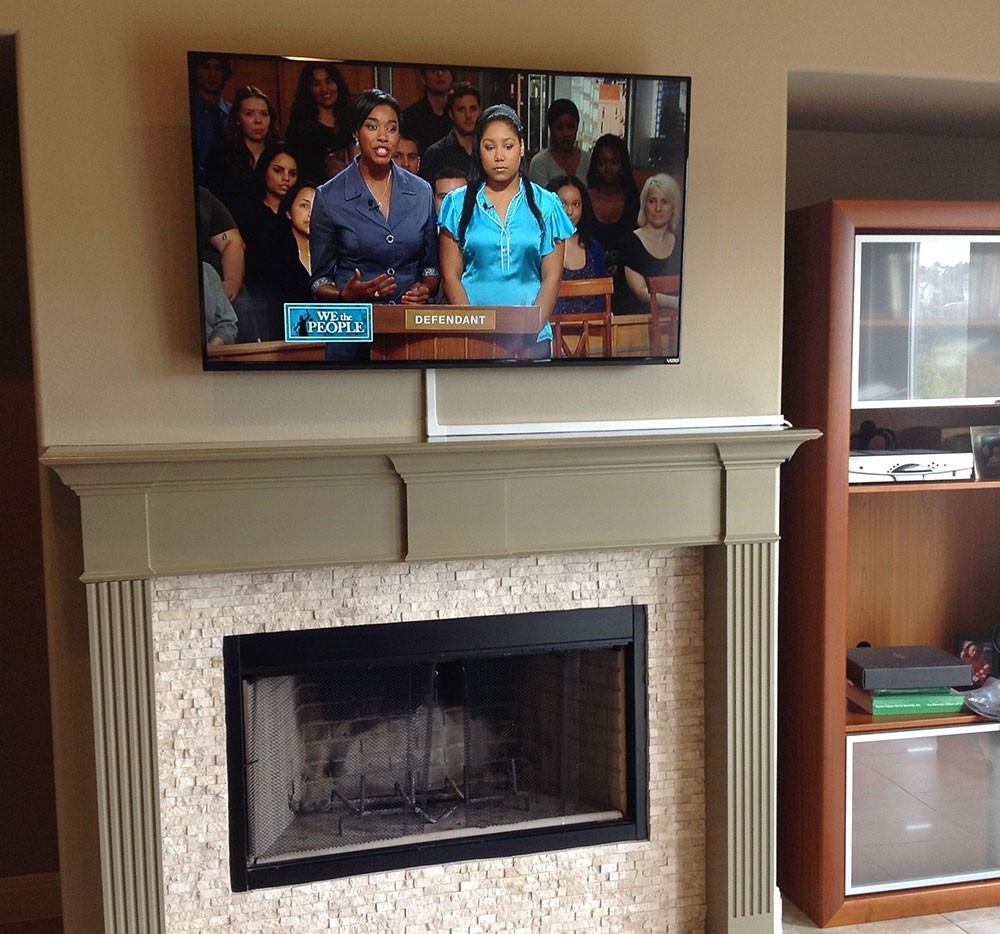 stunning how to hide the tv wires over a brick fireplace (quick guide) tv above fireplace hiding wires image