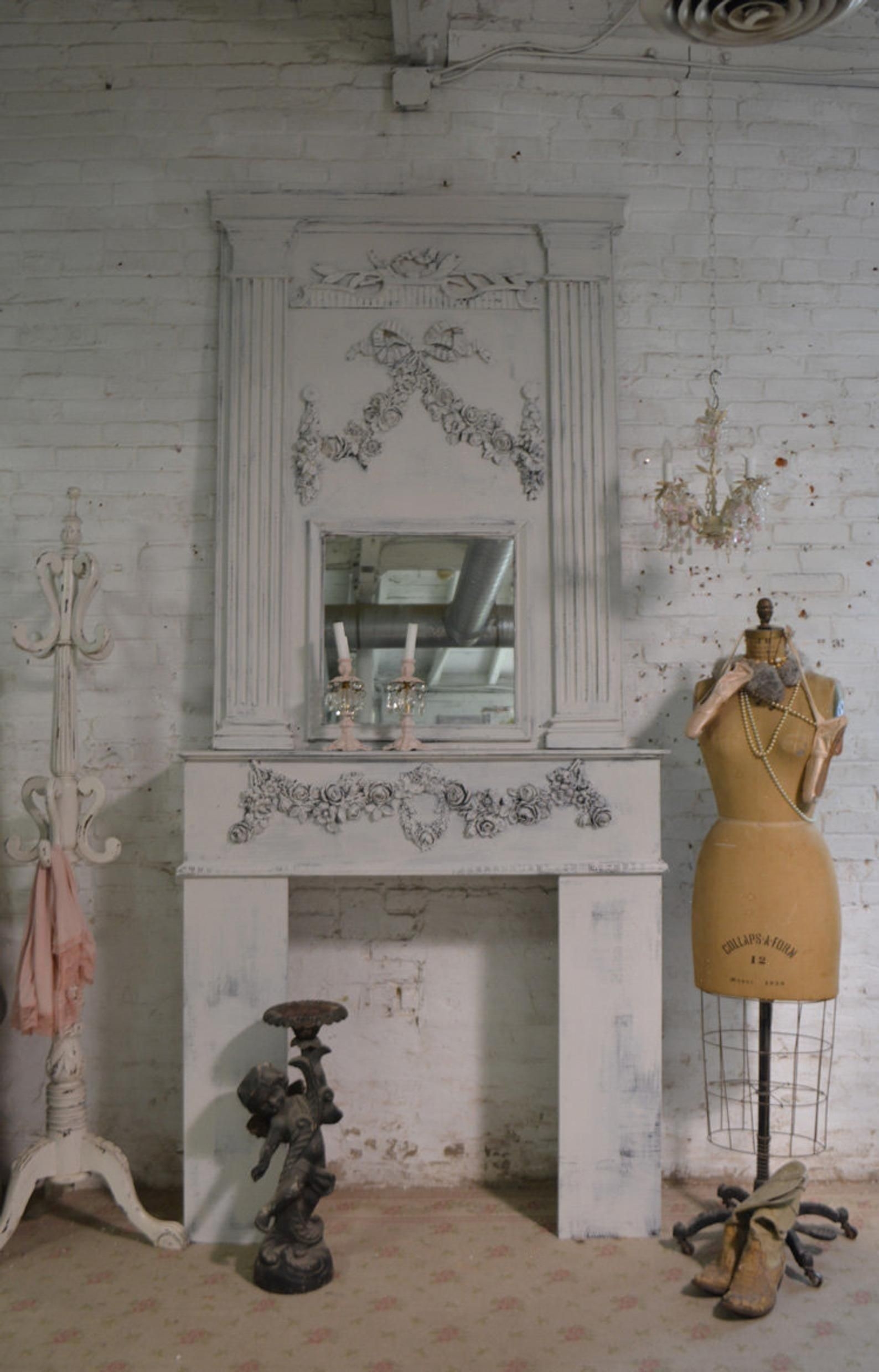 Fantastic Shabby Chic Brick Fireplace Top