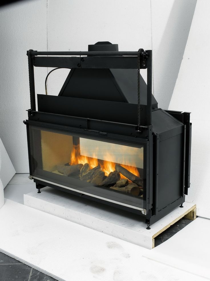stylish double sided wood burning fireplace insert with blower | wood burning fireplace inserts wood burning with blower image