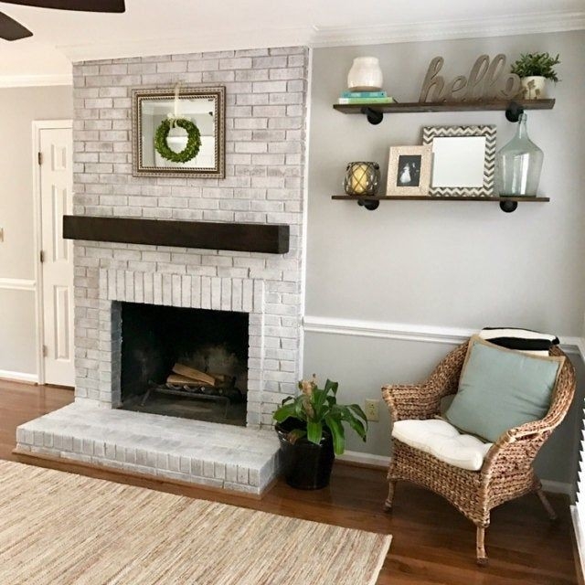 stylish floating mantel bracket hardware only | etsy | white wash brick how to build a mantel shelf on a brick fireplace picture