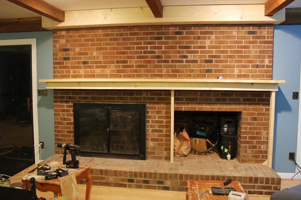 stylish *the handcrafted life*: the finale to building a fireplace facade how to build a mantel shelf on a brick fireplace photo