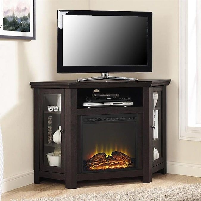 top walker edison 32 in w espresso led electric fireplace lowes fireplace tv stand lowes picture