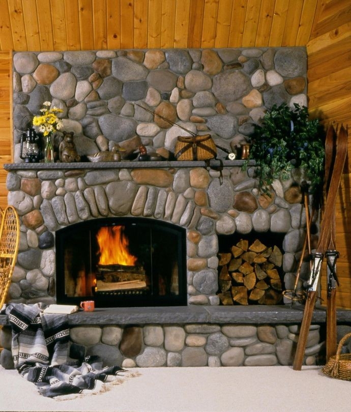 wonderful 25 stone fireplace ideas for a cozy, nature inspired home | fireplaces river stone fireplace surround picture
